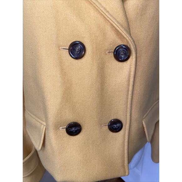 Anthropologie Cartonnier Large Mustard Wool Cropped LUISA Pea Coat Blazer - Picture 2 of 14